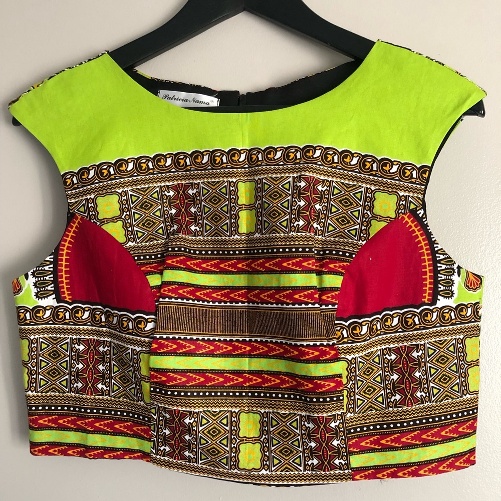 African Print Sleeves Crop Top